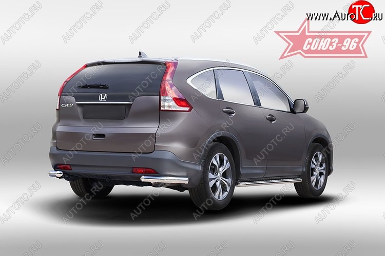 9 899 р. Защита заднего бампера из боковых уголков Souz-96 (d60) Honda CR-V RM1,RM3,RM4 дорестайлинг (2012-2015)  с доставкой в г. Керчь