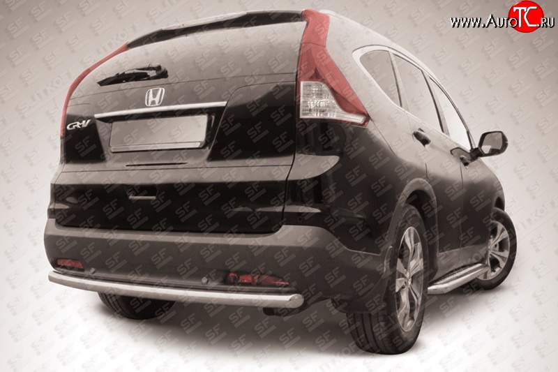 8 999 р. Защита заднего бампера из трубы диаметром 57 мм Slitkoff Honda CR-V RM1,RM3,RM4 дорестайлинг (2012-2015) (Нержавейка, Полированная)  с доставкой в г. Керчь