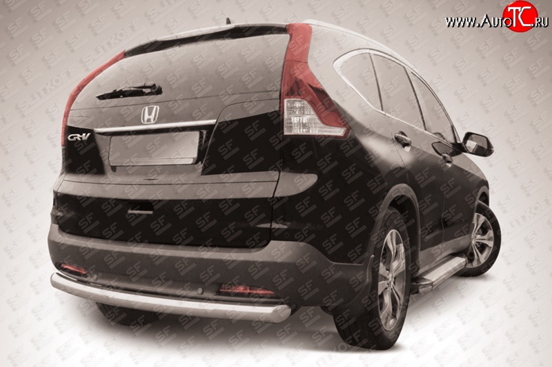 10 849 р. Защита заднего бампера из трубы диаметром 76 мм Slitkoff Honda CR-V RM1,RM3,RM4 дорестайлинг (2012-2015) (Нержавейка, Полированная)  с доставкой в г. Керчь