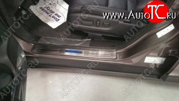 5 349 р. Накладки на порожки автомобиля СТ v2 Honda CR-V RM1,RM3,RM4 дорестайлинг (2012-2015)  с доставкой в г. Керчь