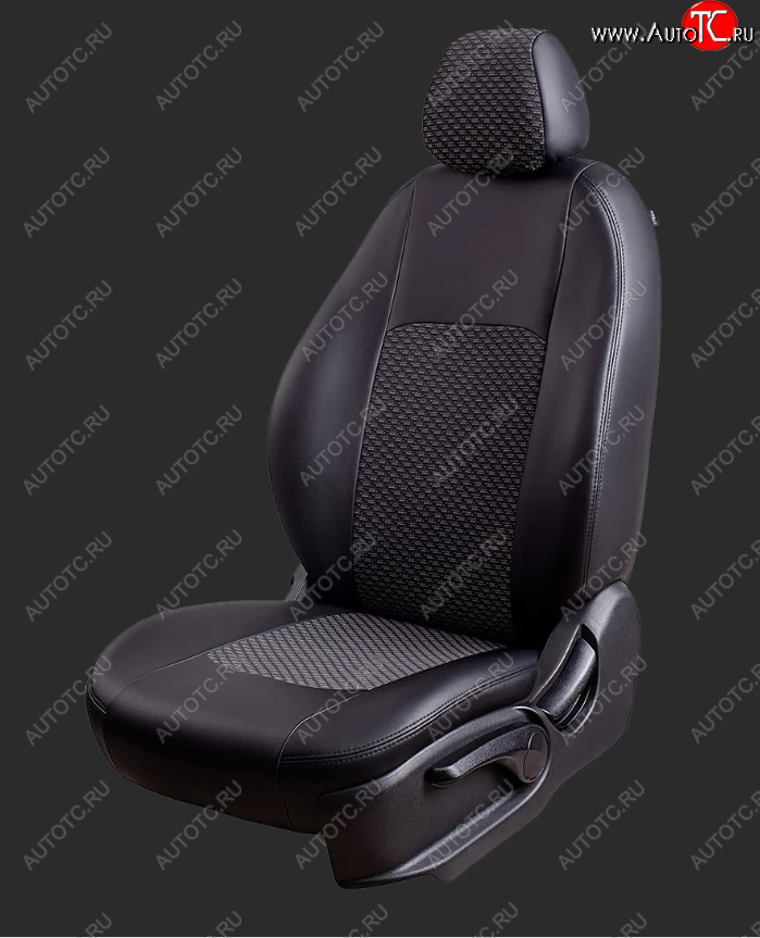 5 399 р. Чехлы для сидений Lord Autofashion Турин (экокожа/жаккард, спинка и сиденье 40/60, 2 П- и 1 Г-образных подголовника) Honda CR-V RM1,RM3,RM4 рестайлинг (2014-2018) (Черный, вставка жаккард Чёрный Люкс-94)  с доставкой в г. Керчь