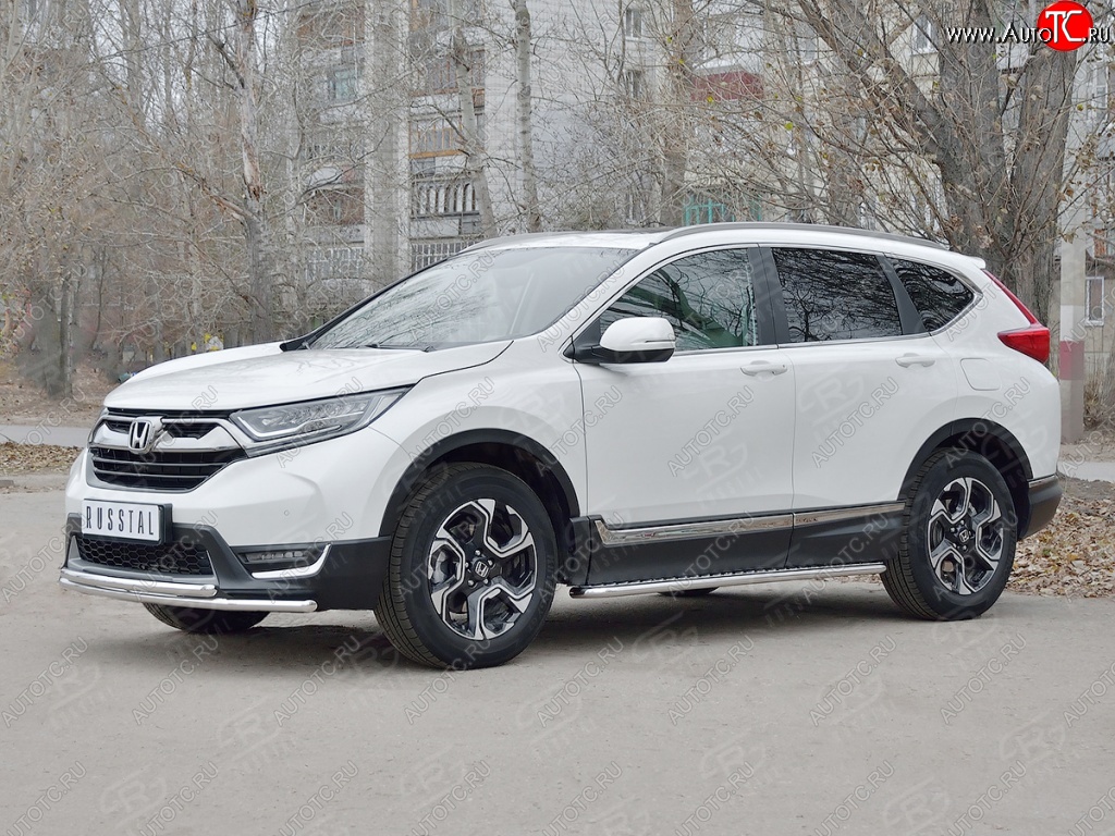 17 449 р. Защита переднего бампера (2 трубыØ42 мм, нержавейка) SLITKOFF Honda CR-V RW,RT дорестайлинг (2016-2020)  с доставкой в г. Керчь