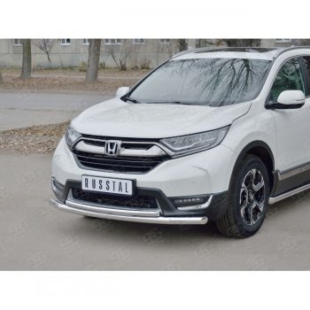 Защита переднего бампера (2 трубыØ63 и 42 мм, нержавейка) SLITKOFF Honda CR-V  RW,RT (2016-2020) дорестайлинг
