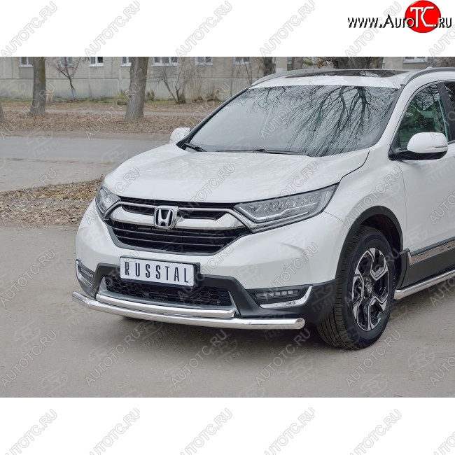 20 399 р. Защита переднего бампера (2 трубыØ63 и 42 мм, нержавейка) SLITKOFF Honda CR-V RW,RT дорестайлинг (2016-2020)  с доставкой в г. Керчь