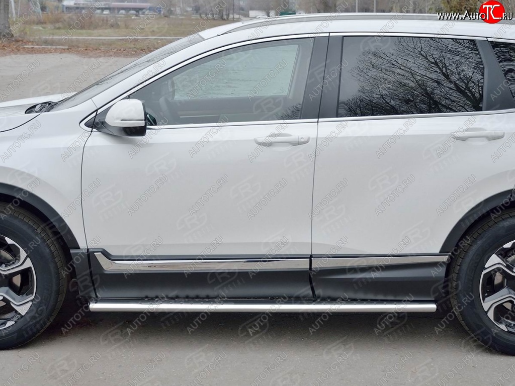 19 399 р. Защита порогов Russtal из овальной трубы d120х60 с проступью Russtal Honda CR-V RW,RT дорестайлинг (2016-2020)  с доставкой в г. Керчь