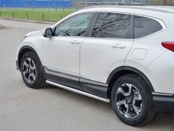 19 999 р. Защита порогов из круглой трубы диаметром 63 мм SLITKOFF v1  Honda CR-V  RW,RT (2016-2020) дорестайлинг  с доставкой в г. Керчь. Увеличить фотографию 2