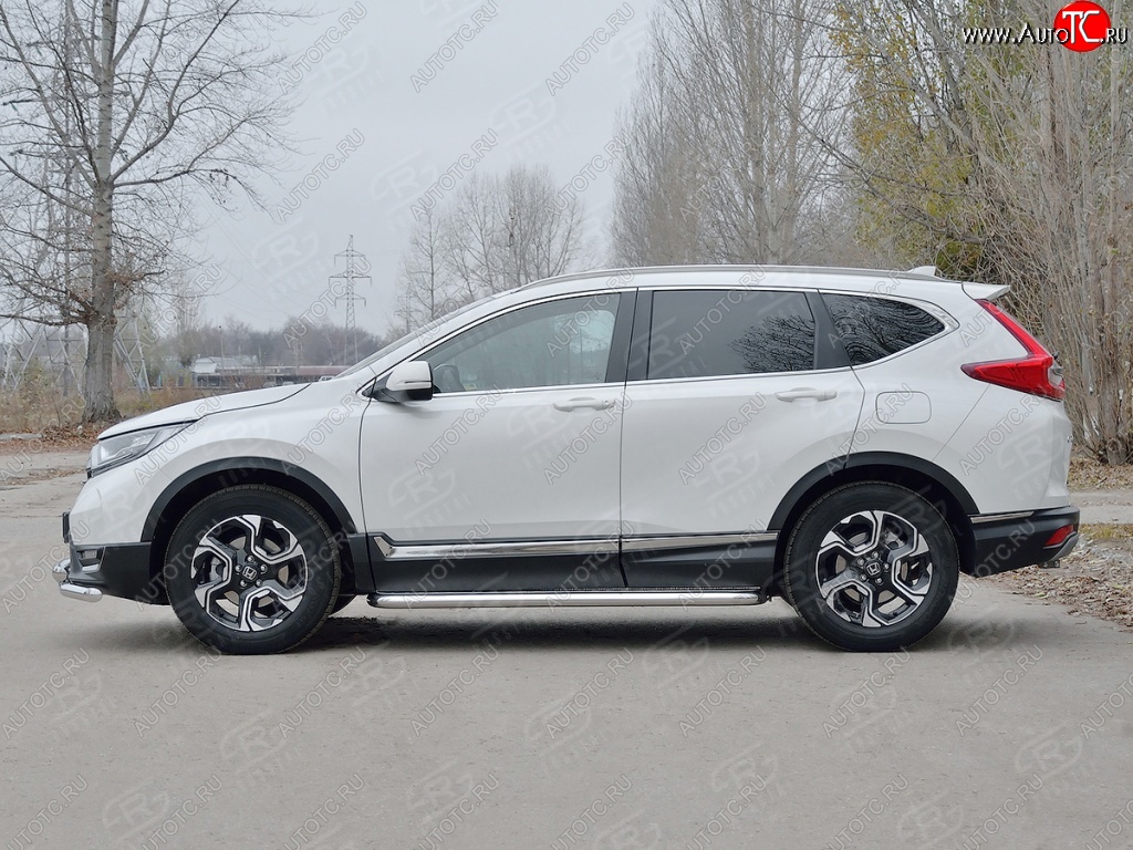 32 849 р. Широкая защита порогов из трубы d63 мм SLITKOFF v1 Honda CR-V RW,RT дорестайлинг (2016-2020)  с доставкой в г. Керчь