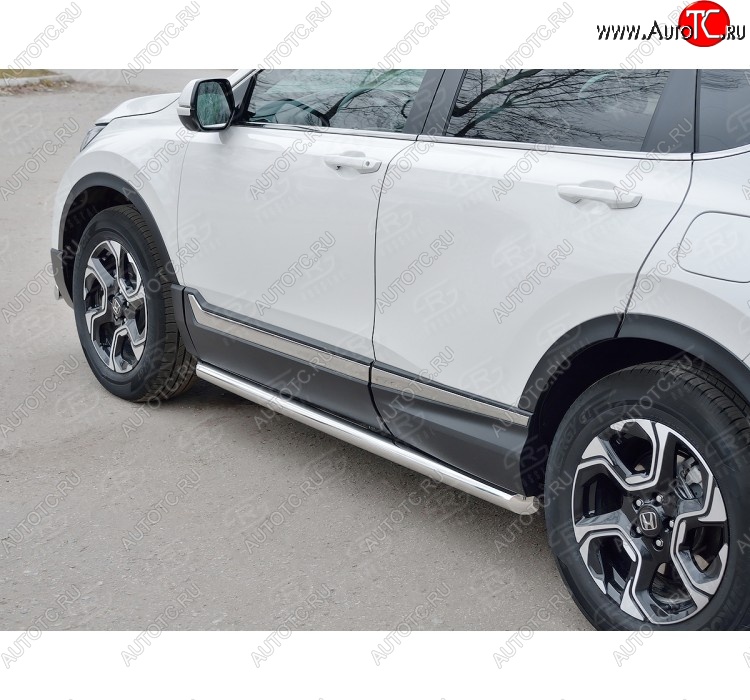 19 999 р. Защита порогов из круглой трубы диаметром 63 мм SLITKOFF v1  Honda CR-V  RW,RT (2016-2020) дорестайлинг  с доставкой в г. Керчь