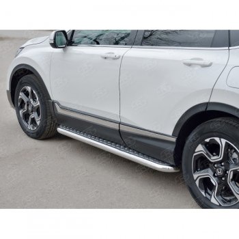 30 799 р. Широкая защита порогов из трубы диаметром 63 мм SLITKOFF v2  Honda CR-V  RW,RT (2016-2020) дорестайлинг  с доставкой в г. Керчь. Увеличить фотографию 2