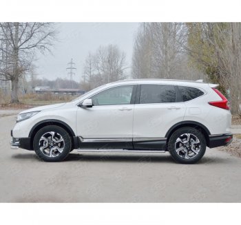 16 649 р. Защита порогов Russtal из овальной трубы d75х42 с проступью Russtal Honda CR-V RW,RT дорестайлинг (2016-2020)  с доставкой в г. Керчь. Увеличить фотографию 2