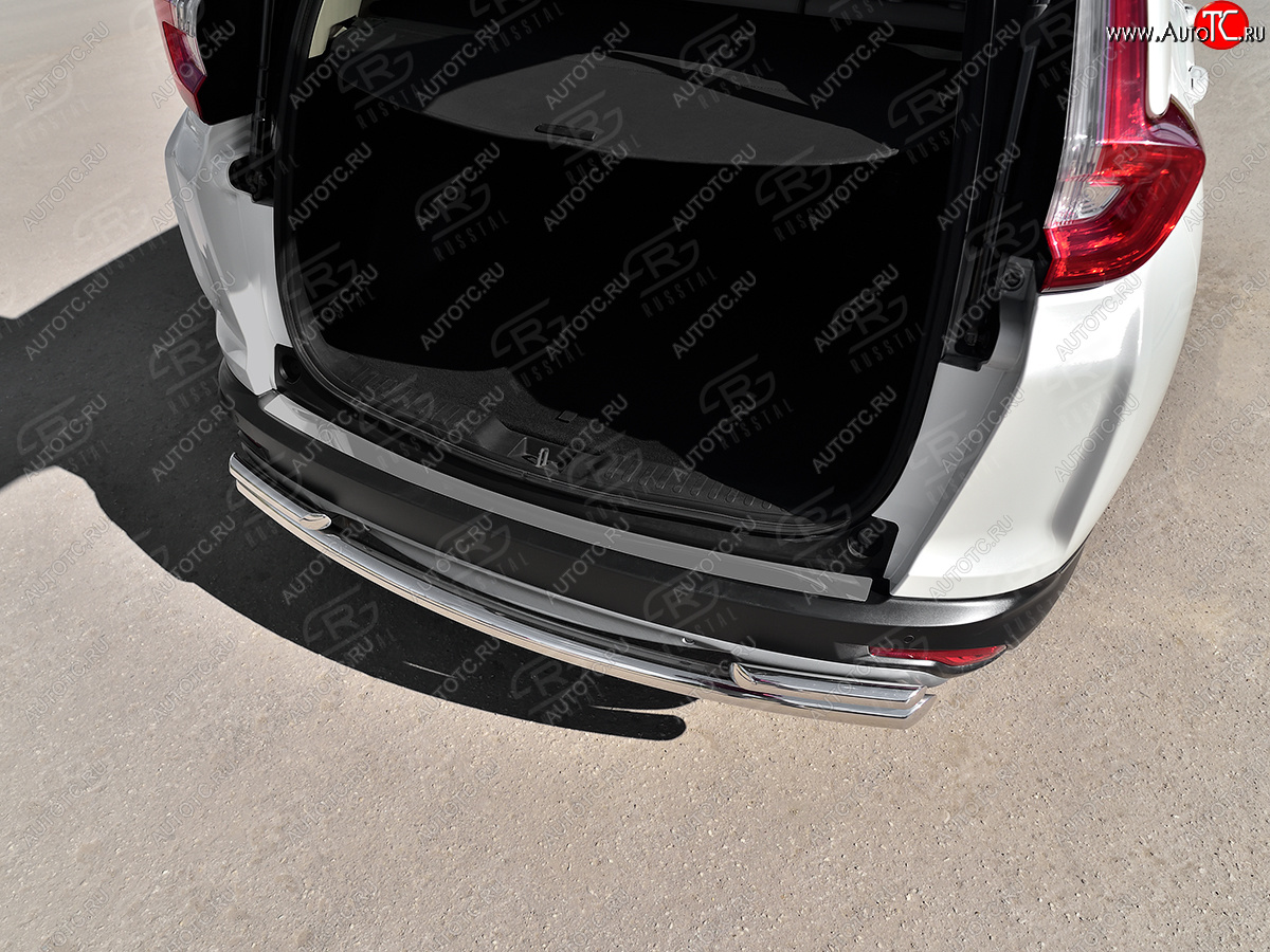 1 999 р. Защитная накладка заднего бампера на Russtal Honda CR-V RW,RT дорестайлинг (2016-2020) (Нержавейка полированная)  с доставкой в г. Керчь