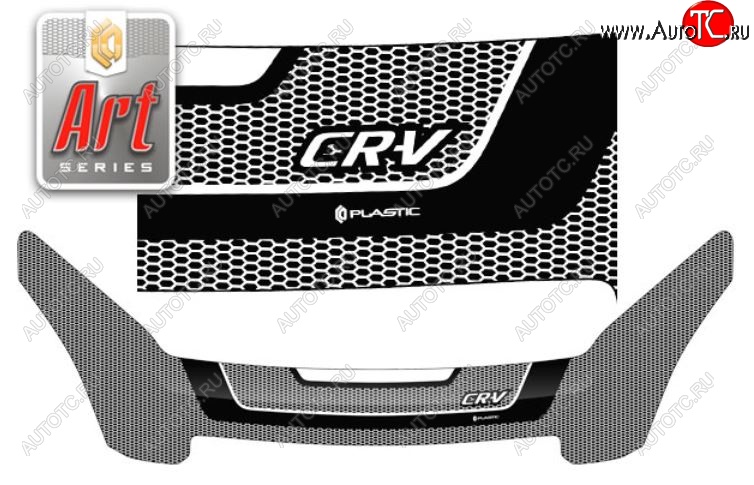 2 879 р. Дефлектор капота CA-Plastiс exclusive  Honda CR-V  RD4,RD5,RD6,RD7,RD9  (2001-2006) дорестайлинг, рестайлинг (Серия Art черная)  с доставкой в г. Керчь