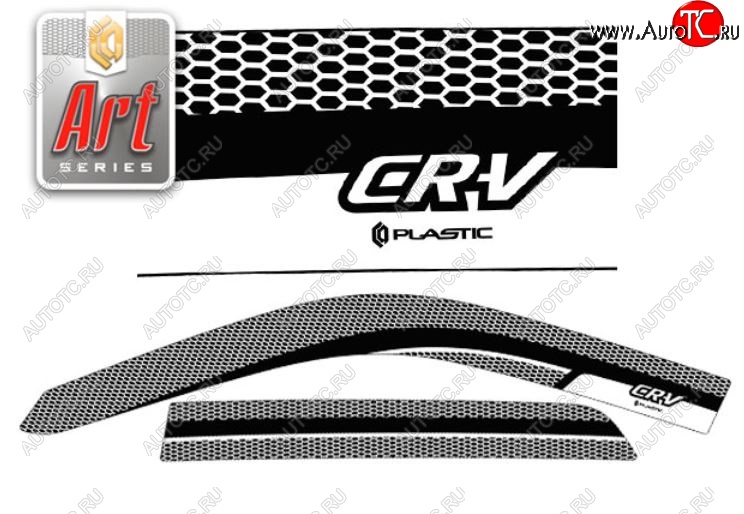 2 199 р. Дефлектора окон CA-Plastic  Honda CR-V  RD4,RD5,RD6,RD7,RD9  (2001-2006) дорестайлинг, рестайлинг (Серия Art черная, Без хром.молдинга)  с доставкой в г. Керчь