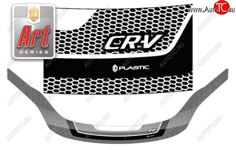 2 479 р. Дефлектор капота CA-Plastiс exclusive  Honda CR-V  RE1,RE2,RE3,RE4,RE5,RE7 (2009-2012) рестайлинг (Серия Art графит)  с доставкой в г. Керчь