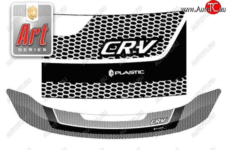 2 159 р. Дефлектор капота CA-Plastiс  Honda CR-V  RE1,RE2,RE3,RE4,RE5,RE7 (2009-2012) рестайлинг (Серия Art черная)  с доставкой в г. Керчь