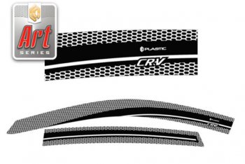Дефлектора окон CA-Plastic Honda CR-V  RE1,RE2,RE3,RE4,RE5,RE7 (2009-2012) рестайлинг (Серия Art графит, Без хром.молдинга)