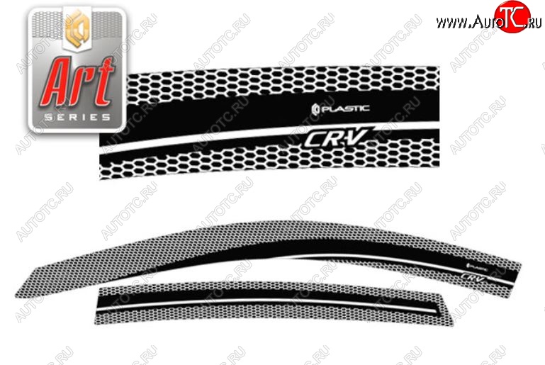 2 199 р. Дефлектора окон CA-Plastic  Honda CR-V  RE1,RE2,RE3,RE4,RE5,RE7 (2009-2012) рестайлинг (Серия Art серебро, Без хром.молдинга)  с доставкой в г. Керчь