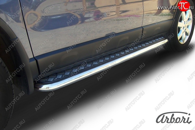 14 219 р. Защита штатных порогов с листом Arbori (нержавейка, алюминий, d57) Honda CR-V RE1,RE2,RE3,RE4,RE5,RE7 рестайлинг (2009-2012)  с доставкой в г. Керчь