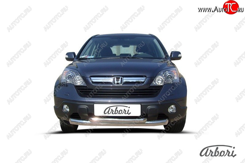 8 369 р. Защита переднего бампера Arbori (2 трубы d76 и 57 mm) Honda CR-V RE1,RE2,RE3,RE4,RE5,RE7 рестайлинг (2009-2012) (черная)  с доставкой в г. Керчь