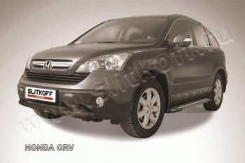 Защита переднего бампера из труб d57+d57 Slitkoff Honda CR-V  RE1,RE2,RE3,RE4,RE5,RE7 (2009-2012) рестайлинг