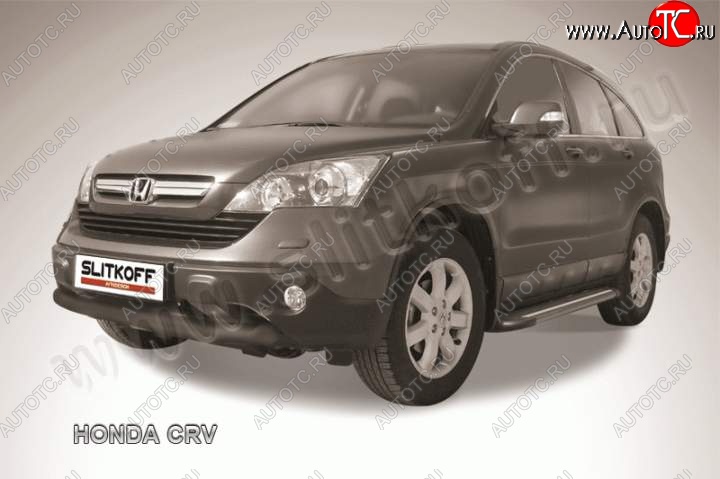 9 449 р. Защита переднего бампера из трубы d76 Slitkoff (дуга) Honda CR-V RE1,RE2,RE3,RE4,RE5,RE7 рестайлинг (2009-2012) (Цвет: серебристый)  с доставкой в г. Керчь