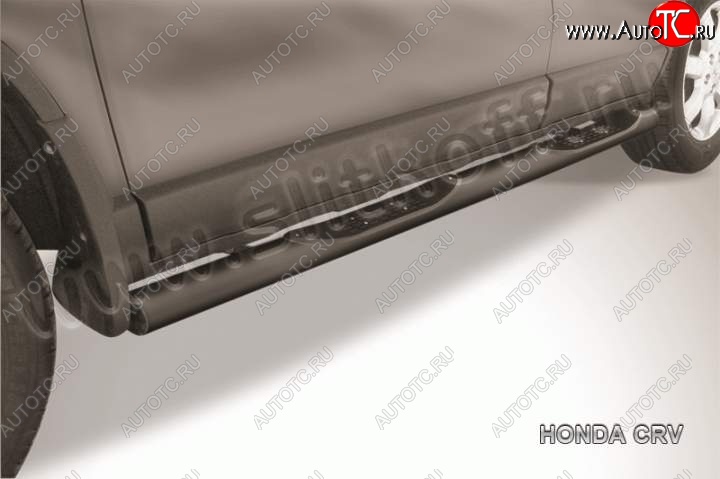 12 399 р. Защита порогов из труб d76 Slitkoff (с проступями) Honda CR-V RE1,RE2,RE3,RE4,RE5,RE7 рестайлинг (2009-2012) (Цвет: серебристый)  с доставкой в г. Керчь