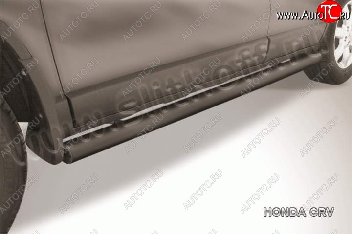 10 599 р. Защита порогов из труб d76 Slitkoff Honda CR-V RE1,RE2,RE3,RE4,RE5,RE7 рестайлинг (2009-2012) (Цвет: серебристый)  с доставкой в г. Керчь