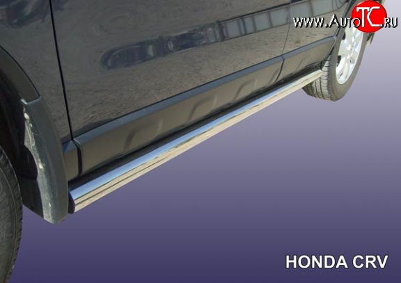 14 999 р. Защита порогов из круглой трубы диаметром 76 мм Slitkoff  Honda CR-V  RE1,RE2,RE3,RE4,RE5,RE7 (2009-2012) рестайлинг (Нержавейка, Полированная)  с доставкой в г. Керчь