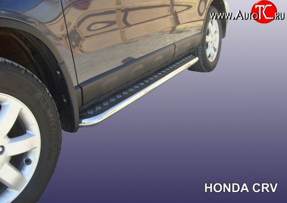 16 999 р. Широкая защита порогов Slitkoff  Honda CR-V  RE1,RE2,RE3,RE4,RE5,RE7 (2009-2012) рестайлинг (Нержавейка, Полированная)  с доставкой в г. Керчь