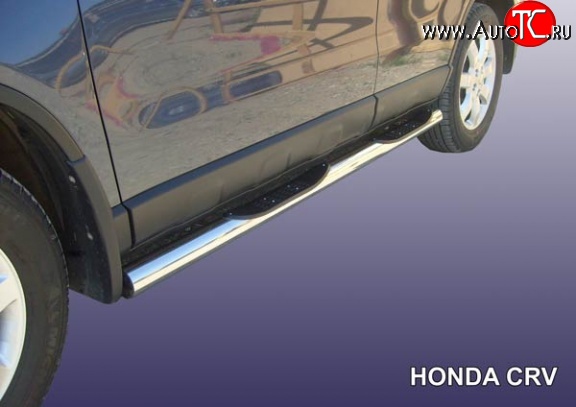 17 699 р. Защита порогов из трубы d76 мм с пластиковыми вставками для ног Slitkoff  Honda CR-V  RE1,RE2,RE3,RE4,RE5,RE7 (2009-2012) рестайлинг (Нержавейка, Полированная)  с доставкой в г. Керчь