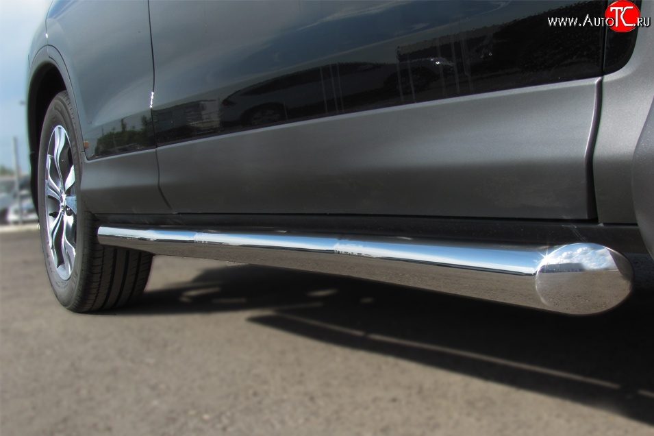 77 999 р. Защита порогов из круглой трубы диаметром 76 мм Russtal Honda CR-V RE1,RE2,RE3,RE4,RE5,RE7 рестайлинг (2009-2012) (Защита порогов с со скосами на торцах (вариант 1))  с доставкой в г. Керчь