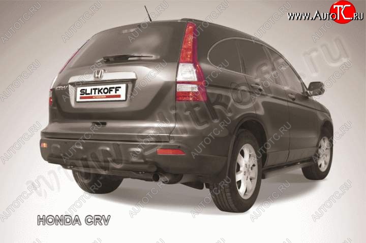 6 399 р. Защита заднего бампера из трубы d 57 Slitkoff (короткая) Honda CR-V RE1,RE2,RE3,RE4,RE5,RE7 рестайлинг (2009-2012) (Цвет: серебристый)  с доставкой в г. Керчь