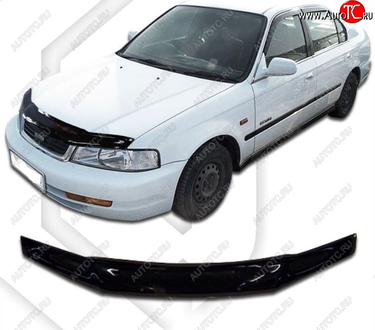 1 999 р. Дефлектор капота (MB3, MB4, MB5) CA-Plastic  Honda Domani  MB (1997-2000) (Classic черный, Без надписи)  с доставкой в г. Керчь