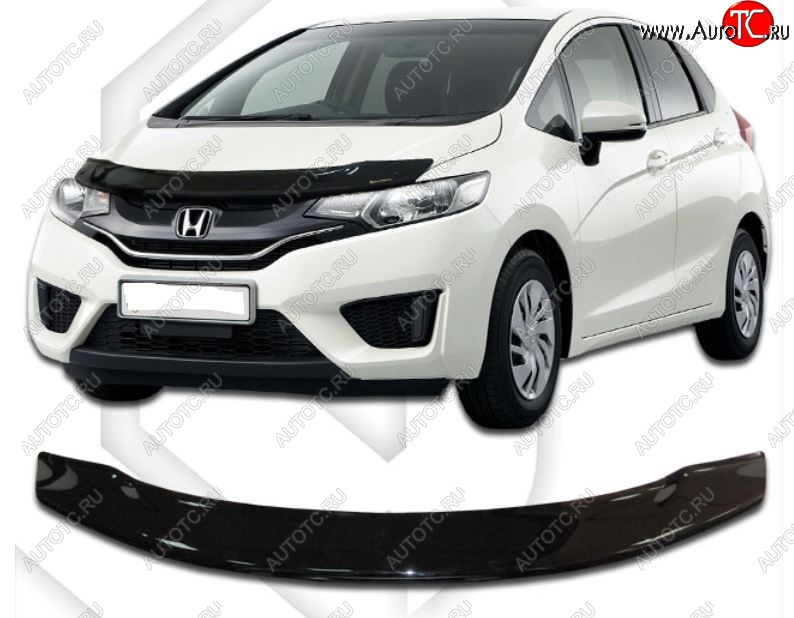 1 999 р. Дефлектор капота CA-Plastiс  Honda Fit ( GP,GK,  3,  3 GP,GK) (2013-2020)  дорестайлинг, GP,GK 1-ый рестайлинг, 2-ой рестайлинг (Classic черный, Без надписи)  с доставкой в г. Керчь