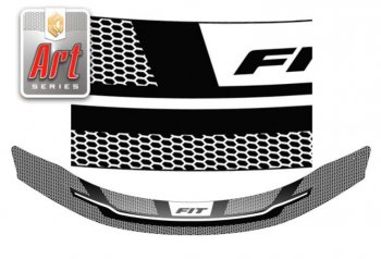 Дефлектор капота CA-Plastiс Honda Fit ( GP,GK,  3,  3 GP,GK) (2013-2020)  дорестайлинг, GP,GK 1-ый рестайлинг, 2-ой рестайлинг (Серия Art черная)