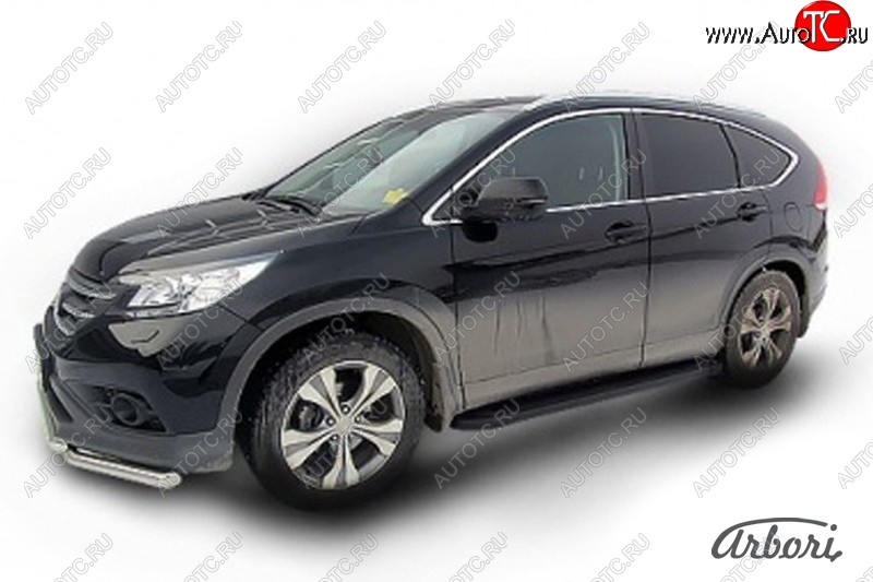 11 609 р. Порожки для ног Arbori Optima Black Honda CR-V RM1,RM3,RM4 рестайлинг (2014-2018)  с доставкой в г. Керчь