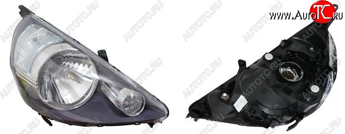 3 599 р. Правая фара SAT (чёрная, Евросвет) Honda Fit 1 GD дорестайлинг (2001-2004)  с доставкой в г. Керчь
