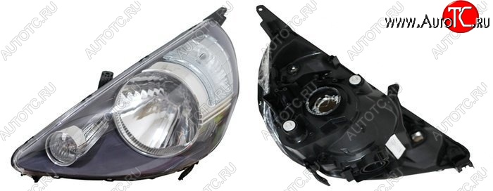 3 899 р. Левая фара SAT (чёрная, Евросвет)  Honda Fit  1 (2001-2007) GD дорестайлинг, GD 1-ый рестайлинг, GD 2-ой рестайлинг  с доставкой в г. Керчь