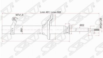 Левый амортизатор передний SAT Honda HR-V ( GH1,GH2,  GH3, GH4,  GH1, GH2) (1998-2005) дорестайлинг 3 дв., дорестайлинг 5 дв., рестайлинг 3 дв., рестайлинг 5 дв.