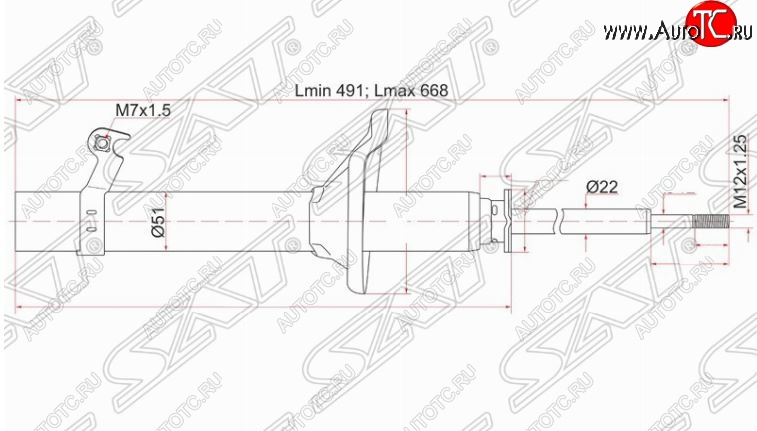 3 399 р. Левый амортизатор передний SAT  Honda HR-V ( GH1,GH2,  GH3, GH4,  GH1, GH2) (1998-2005) дорестайлинг 3 дв., дорестайлинг 5 дв., рестайлинг 3 дв., рестайлинг 5 дв.  с доставкой в г. Керчь
