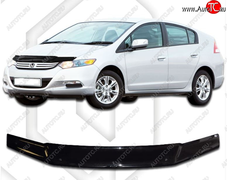 1 899 р. Дефлектор капота CA-Plastic Honda Insight ZE2 хэтчбэк 5 дв. дорестайлинг (2009-2011) (Classic черный, Без надписи)  с доставкой в г. Керчь