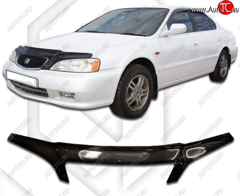 2 399 р. Дефлектор капота (VA4, VA5) CA-Plastic exclusive  Honda Inspire  3 (1998-2001) UA4, UA5 дорестайлинг (Classic черный, Без надписи)  с доставкой в г. Керчь