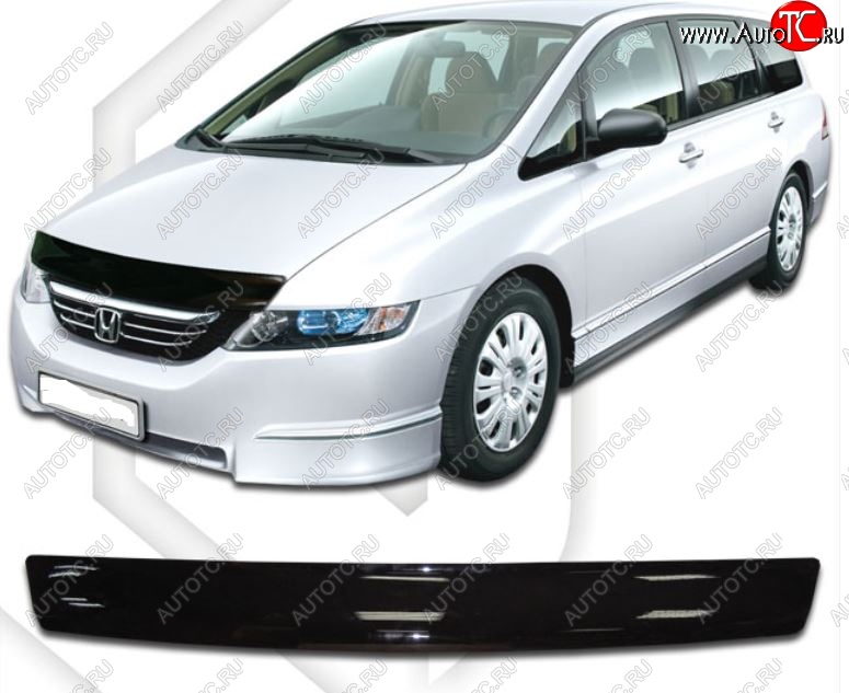 1 839 р. Дефлектор капота (RB1, RB2) CA-Plastic Honda Odyssey 3 (2004-2008) (Classic черный, Без надписи)  с доставкой в г. Керчь