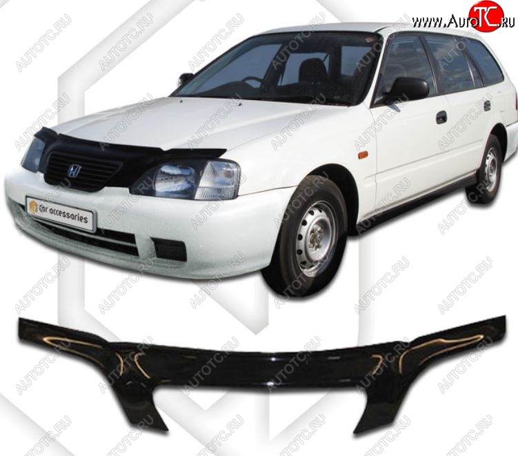 2 199 р. Дефлектор капота EL1 CA-Plastiс exclusive  Honda Orthia (1996-1998) (Classic черный, Без надписи)  с доставкой в г. Керчь