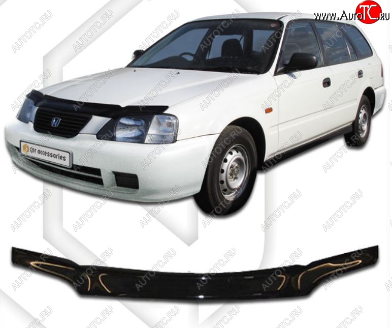1 759 р. Дефлектор капота EL1 CA-Plastic Honda Orthia (1996-1998) (Classic черный, Без надписи)  с доставкой в г. Керчь