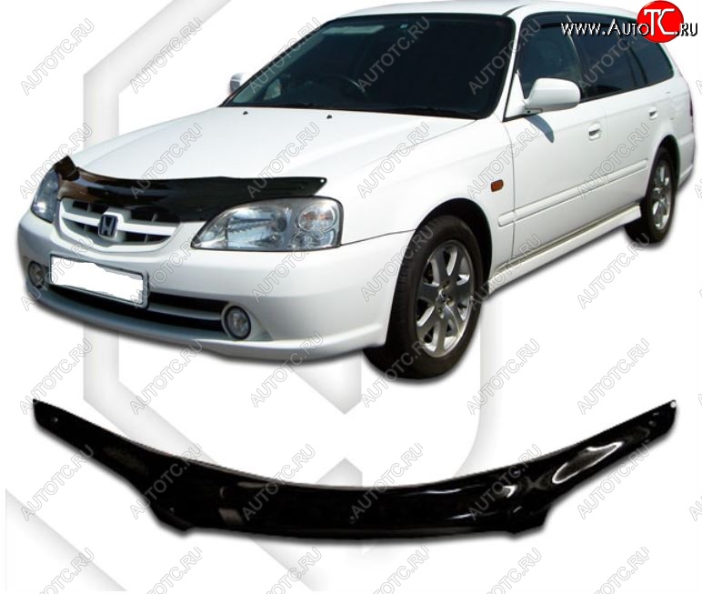1 999 р. Дефлектор капота EL2 CA-Plastic  Honda Orthia (1999-2002) (Classic черный, Без надписи)  с доставкой в г. Керчь