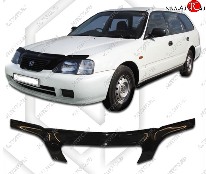 2 199 р. Дефлектор капота EL1 CA-Plastiс exclusive  Honda partner (1996-2005) (Classic черный, Без надписи)  с доставкой в г. Керчь