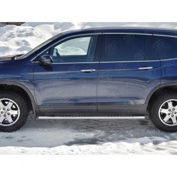 19 399 р. Пороги 120х60 Russtal (овал с поступью) Honda Pilot YF6 дорестайлинг (2016-2019)  с доставкой в г. Керчь. Увеличить фотографию 2