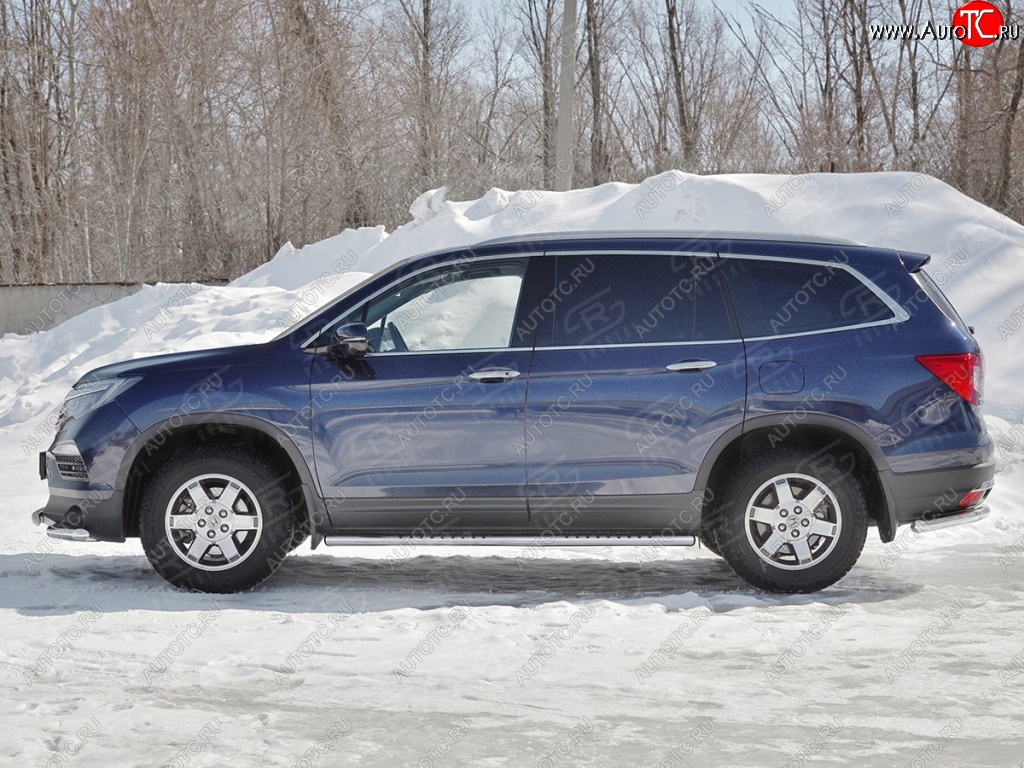 19 399 р. Пороги 120х60 Russtal (овал с поступью) Honda Pilot YF6 дорестайлинг (2016-2019)  с доставкой в г. Керчь