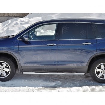 24 549 р. Пороги труба d76 с накладкой SLITKOFF (вариант №1)  Honda Pilot  YF6 (2016-2019) дорестайлинг  с доставкой в г. Керчь. Увеличить фотографию 2